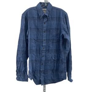 Mens Blake Shelton X Lands' End Plaid Long Sleeve Blue Shirt M Big & Tall Cotton